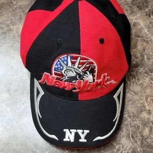 NY New York Statue of Liberty Red Black Baseball Hat Cap Hook & Loop Adjustable